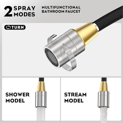 Pull Down Sprayer Brushed Nickel Widespread Bathroom Sink Faucet, 8 Inch 2 Handles 3 Hole Pull Out Bathroom Faucet,with Pop Up Drain and Water Supply Line,BF04022-K01-GBN