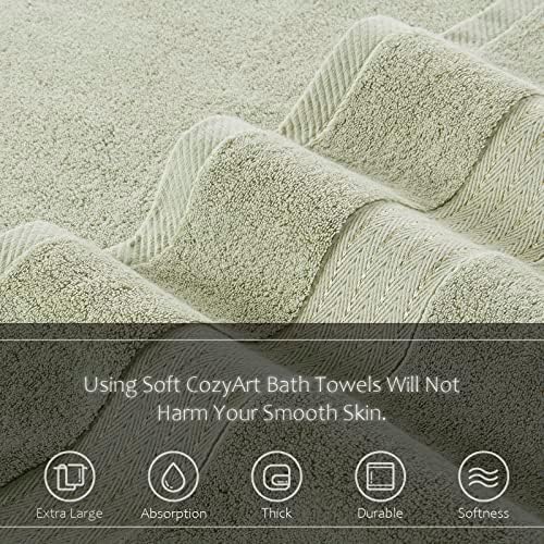 COZYART Luxury Hand Towels 4 PCS, Sage Green 100% Turkish Cotton 650 GSM