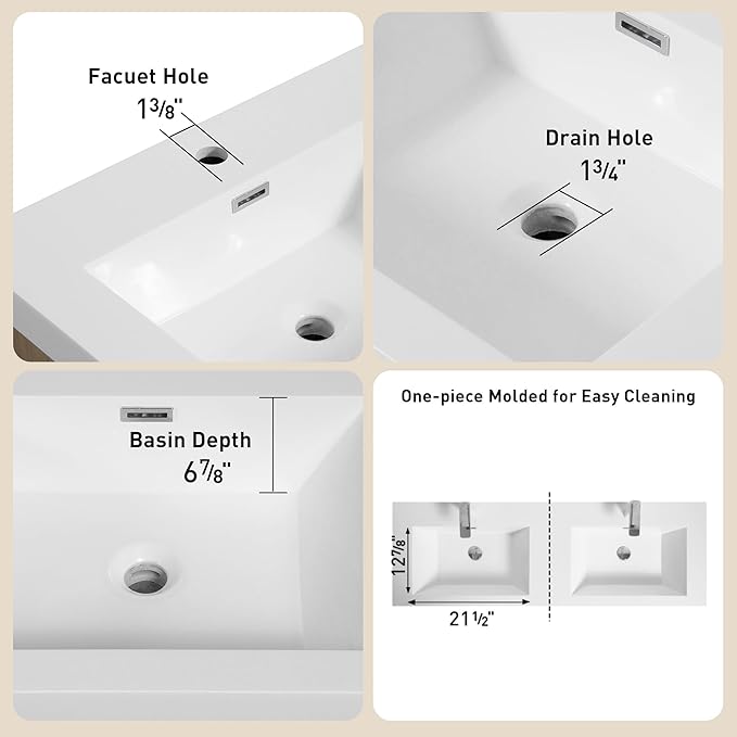 60 Inch Bathroom Vanity with Sink, Double Sink Bathroom Vanity, Freestanding Vanity Bathroom Soft Closed 4 Drawers, Integrated Sink (Glossy White)