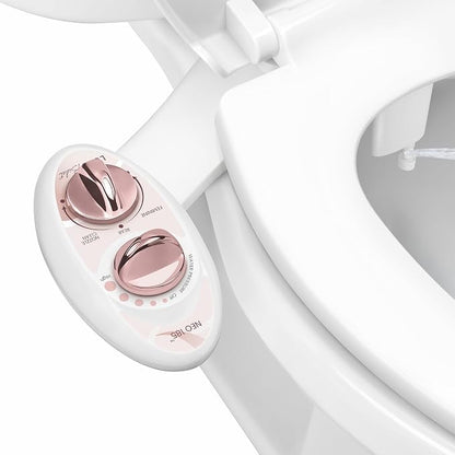 LUXE Bidet NEO 185 - Bidet Attachment for Toilet Seat, Rose Gold | Non-Electric, Dual Nozzle, Self-Cleaning, Adjustable Water Pressure, Rear & Feminine Wash