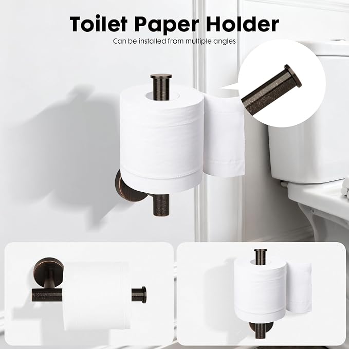 Oil Rubbed Bronze Bathroom Hardware Accessories Set 5 Piece, Stainless Steel Towel Bar Set 24 Inch,Toilet Paper Holder,Towel Ring Holder,Towel Rack Set,Brushed Bronze Bathroom Accessories Kit