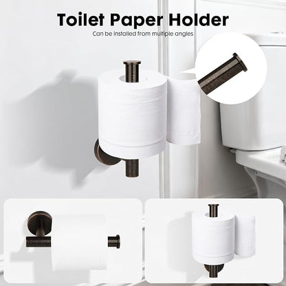 Oil Rubbed Bronze Bathroom Hardware Accessories Set 5 Piece, Stainless Steel Towel Bar Set 24 Inch,Toilet Paper Holder,Towel Ring Holder,Towel Rack Set,Brushed Bronze Bathroom Accessories Kit