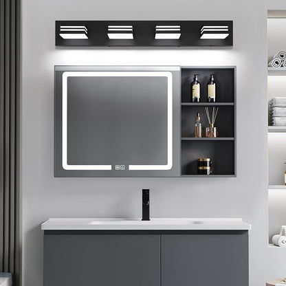 LED Modern Bathroom Vanity Light Fixtures (4-Light, 30-Inch), Matte Black Modern Bathroom Wall Lighting Fixtures Over Mirror (Cool White 6000K)