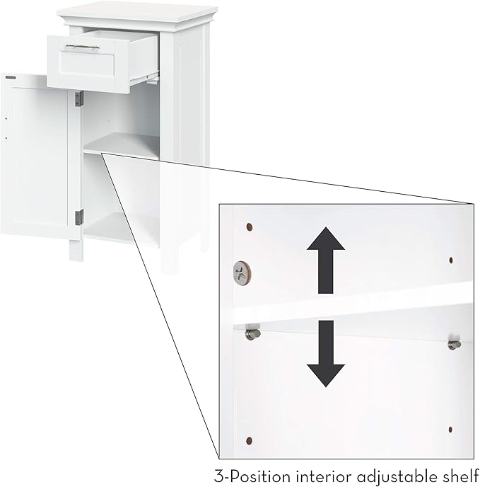 RiverRidge 06-037 Somerset Single Door Floor Storage Cabinet, White