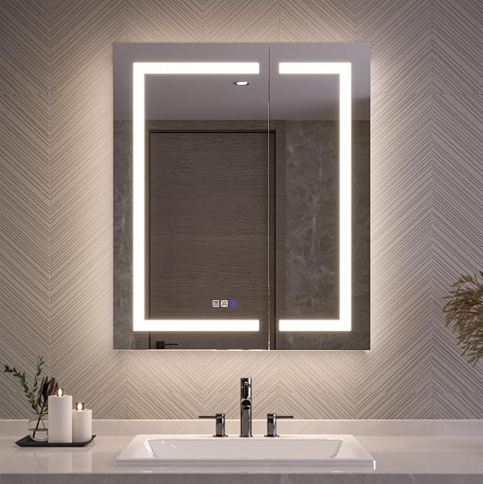 Neftis 30x36 Medicine Cabinet with Lights & Magnifier & Mirrors, GFCI Outlet, Soft-Closed Hinges, Front&Backlit, Anti-Fog, Dimmable&Tunable, Sensor Lights, Recessed/Surface, Adjustable Shelves