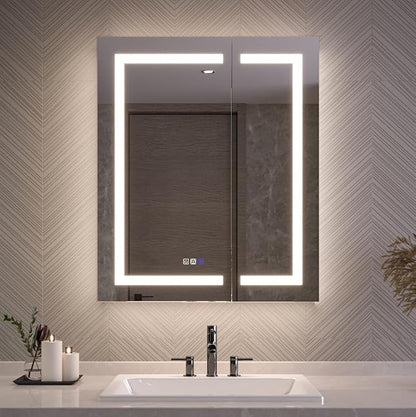 Neftis 30x36 Medicine Cabinet with Lights & Magnifier & Mirrors, GFCI Outlet, Soft-Closed Hinges, Front&Backlit, Anti-Fog, Dimmable&Tunable, Sensor Lights, Recessed/Surface, Adjustable Shelves