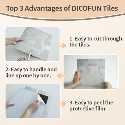 DICOFUN Metal Peel and Stick Tile Backsplash, Stainless Steel Kitchen Metal Backsplash Tile, Stick on Backsplash for Kitchen (1)