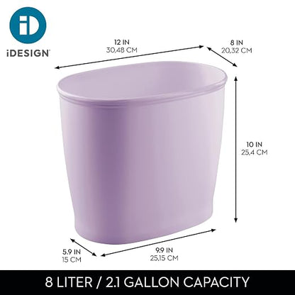 iDesign Slim Plastic Bathroom Trash Can, Purple | Small Garbage Bin, For Bedroom, Office, Desk, Dorm