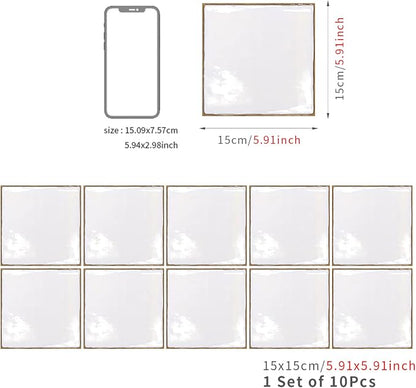 Alwayspon Vinyl Sticker Peel and Stick, Self-Adhesive Wall Tile Transfers Backsplash Sticker Decal for Kitchen Bathroom, 6x6inch/15x15cm 10Pcs, T030