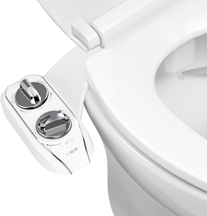LUXE Bidet NEO 185 Plus Chrome and LUXE Elongated Toilet Seat Bundle