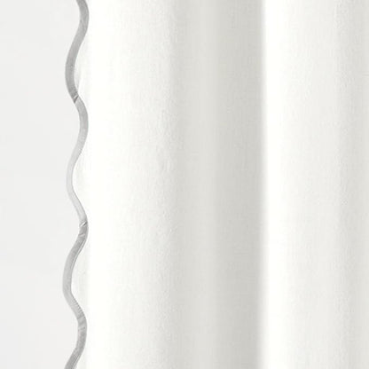 Lush Decor Coastal Chic Scallop Edge Linen-Textured Shower Curtain, Single 72" W x 72" L, Gray & White - Scalloped Shower Curtains - Coastal Bathroom Curtain
