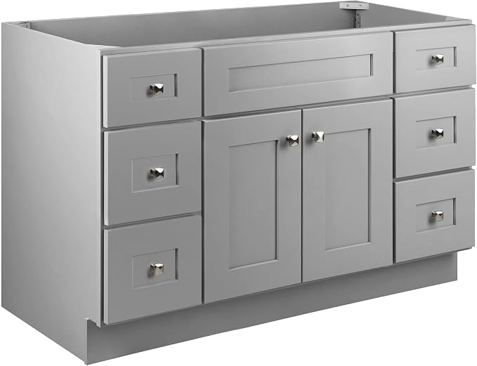 Design House Brookings Bathroom Vanity, 48", Gray | Adjustable Shelves, Freestanding, Contemporary/Modern, Wood, Bath, 215772