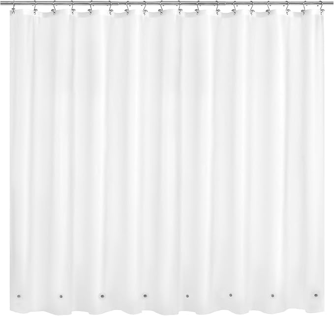Mrs Awesome Extra Wide Frosted Shower Curtain Liner with 8 Magnets 108x72 | 18 Rustproof Grommets,Waterproof Lightweight PEVA,108W x 72H Shower Liner for Claw Foot Bathtub or Curved Rod