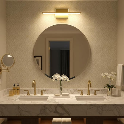 20-Inch Smart LED Vanity Light Bar | Dual Light Source (10W Main/3W Motion Sensor) | 4 Switch Modes (Incl. Night Light) | 3000K, 1040LM, CRI 90+, Dimmable, ETL(Brushed Gold)