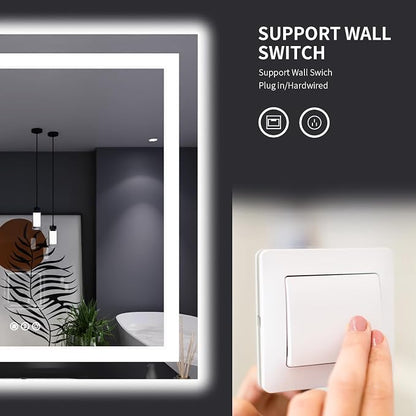 LOAAO 32"X32" LED Bathroom Mirror with Lights, UL Listed | Anti-Fog, Dimmable, 3 Color Temperature, Backlit + Front Lit, Memory Function, Tempered Glass