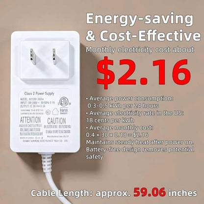 Heated Toilet Seat Elongated, Constant Temperature Seat Warmer | Elongated (17.72x14.37") | Heavy-Duty PP Material | Soft Close & Quiet | Safe Constant Heating Only (No Bidet/Temp Adjust)