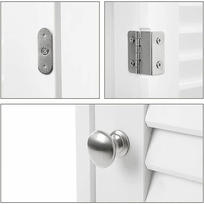 VASAGLE Bathroom Floor Cabinet Storage Organizer Set with Drawer and Single Shutter Door Wooden White UBBC43WT