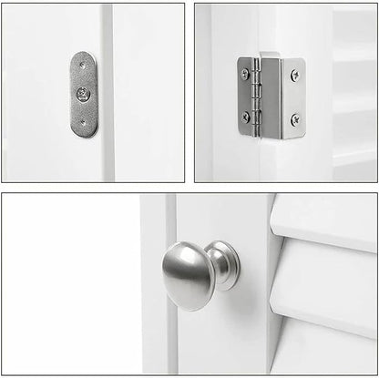 VASAGLE Bathroom Floor Cabinet Storage Organizer Set with Drawer and Single Shutter Door Wooden White UBBC43WT