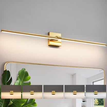 Modern Bathroom Light Fixtures Over Mirror - 39 Inch Brushed Gold Vanity Light Bar 28W Dimmable 5CCT LED Vanity Lights for Bathroom Mirror Cabinets Bedroom