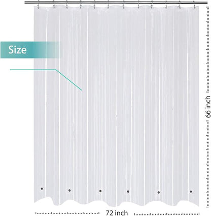 Mrs Awesome Short Shower Curtain Liner with 6 Magnets 72 x 66 inch Clear | 8G Thick PEVA,12 Rustproof Grommets,Waterproof 72x66 Heavy Duty Plastic Shower Curtain,72x66 for Bathroom Short Size