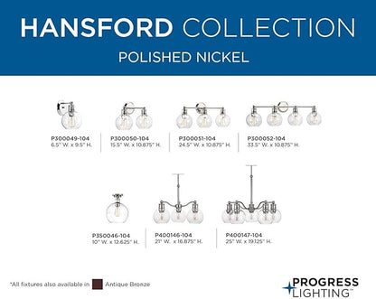 Progress Lighting P300052-104 Hansford Bath & Vanity, 4 Light, Polished Nickel