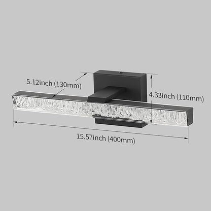 Modern LED Bathroom Vanity Light Fixtures, 16-Inch Black Wall Sconce with Iceberg Crackle Acrylic, Linear Bathroom Lighting Over Mirror Cabinet, Non-Dimmable 110V Wall Mount Lamp for Restroom