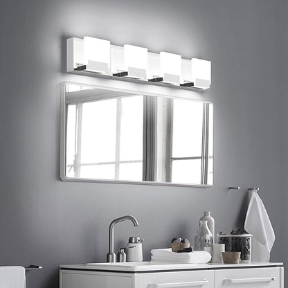 4 Light Bathroom Light fixtures - LED Bathroom Lights Over Mirror - Modern Chrome Vantiy Light 6000K Cool Whtie