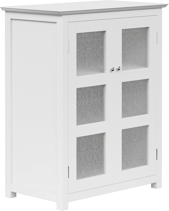 Teamson Home Conner Freestanding Two-Door Floor Storage Cabinet with 2 Adjustable Shelves, White