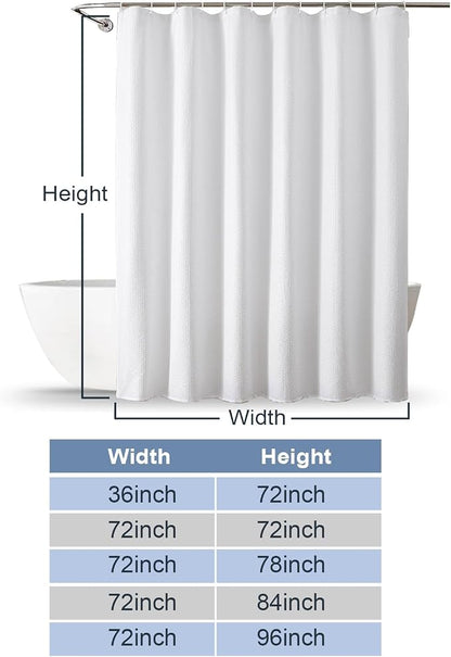 White Shower Curtain for Bathroom 78 Inches Long, 3D Embossed Textured Fabric Farmhouse Shower Curtain Soft Cloth, Water Repellent, Machine Washable, Hotel Style, 72" W x 78" L, White