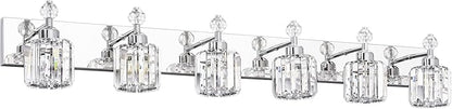 PRESDE Crystal 6 Light Bathroom Vanity Lights Chrom Bathroom Lights Fixtures Over Mirror Modern Bedroom Hallway
