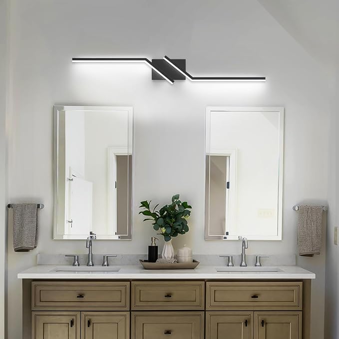 40 inch Black Bathroom Vanity Light Modern Vanity Lighting Dimmable LED Lights for Bathroom 6000K Cool White