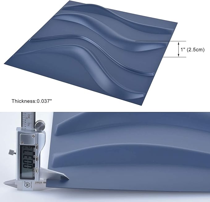 Art3d Navy Blue 3D Wall Panel PVC Slim Wave Covers 32 Sqft, for Interior Wall Decor in Living Room,Bedroom,Lobby,Office,Shopping Mall