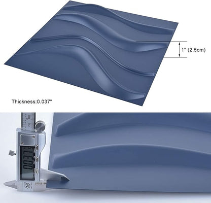 Art3d Navy Blue 3D Wall Panel PVC Slim Wave Covers 32 Sqft, for Interior Wall Decor in Living Room,Bedroom,Lobby,Office,Shopping Mall