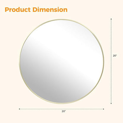 OLIXIS Bathroom Round Mirror for Over Sink, 20 in Wall Circle Mirror, Gold | Matte Brushed Metal Framed, Modern Wall Mount Vanity Mirrors for Home Decor, Living Room, Bedroom