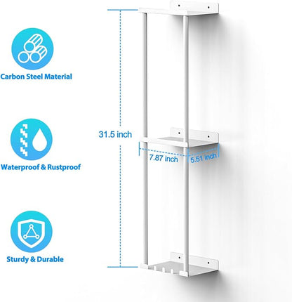 Liuoud Towel Rack for Bathroom, Wall Mounted Vertical Rolled Towel Storage Organizer Holder with Shelf, Holds Up 6 Large Bath Sheets, White