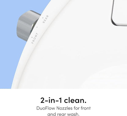 TUSHY Wave Non-Electric Bidet Toilet Seat | Sleek Elongated Design, Quick-Release for Easy Cleaning | DuoFlow Front & Rear Wash, Soft-Close Lid, Self-Cleaning Nozzle, 10-Min DIY Install, Platinum Knob