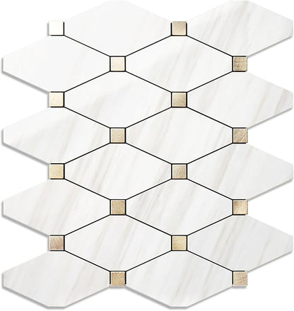 STICKGOO 1 Sheet Peel and Stick Backsplash, Polished Dolomite PVC Mixed Metal Gold Kitchen Backsplash, Stick on Backsplash Wall Tiles for Kitchen, Bathroom, RV