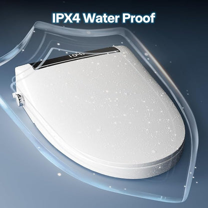 Bidet Toilet Seat with Voice Control, Bubble Shield, Toilet Seat Elongated with Warm Water & Dryer, Sensor Auto Open/Close, LED Temp Display, Smart Toilet for Bathroom