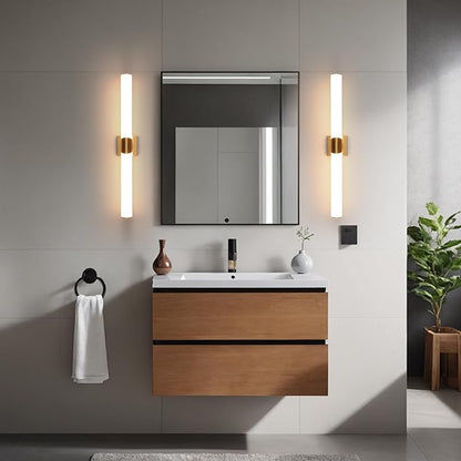 30" Gold Bathroom Vanity Lights, Wall Sconce with Acrylic Shade | Modern Wall Light for Bathroom Bedroom Living Room Hallway