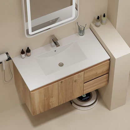 Floating Bathroom Vanity with Sink Wall Mounted Cabinet with 2 Drawers and Doors, Moisture-Resistant MDF,Large Storage for Small Space (36")