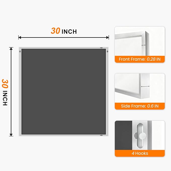 Bathroom Vanity Mirror for Wall, 30"x30" Bathroom Mirror for Over Sink | HD Shatterproof Glass, Rectangular Metal Frame, Mirror for Bathroom, Living Room, Entryway, Silver