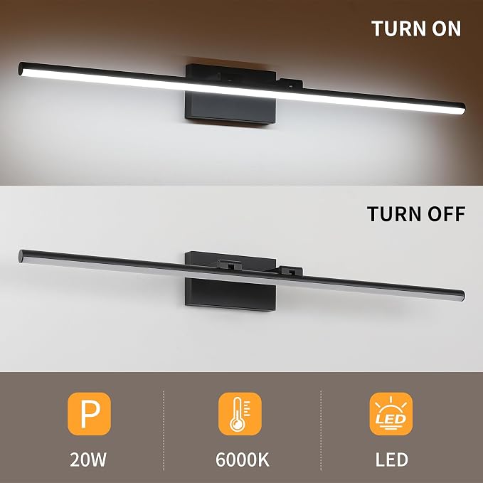 LED Bathroom Vanity Light, Modern Bathroom Light Fixture Over Mirror (Cool White 6000K), Vanity Light Bar with Angle Adjustable, 40 Inch, Black