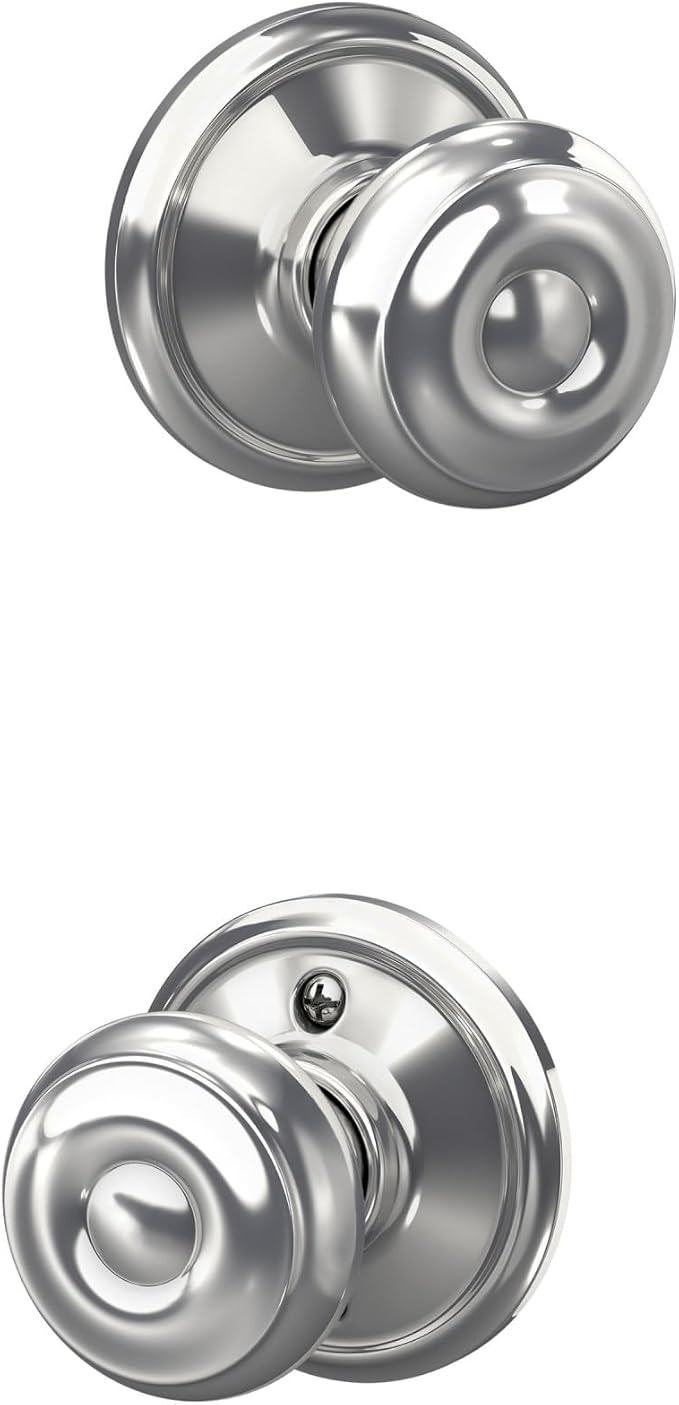 SCHLAGE F10GEO625 Georgian Hall and Closet Knob, Bright Chrome