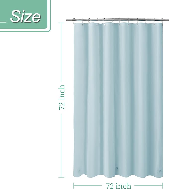 Mrs Awesome Light Blue Shower Curtain Liner with 3 Magnets, 72x72 | 12 Rustproof Grommets,Premium Flexible Sturdy Plastic Shower Curtain for Bathroom Lightweight & Waterproof,72W x 72H