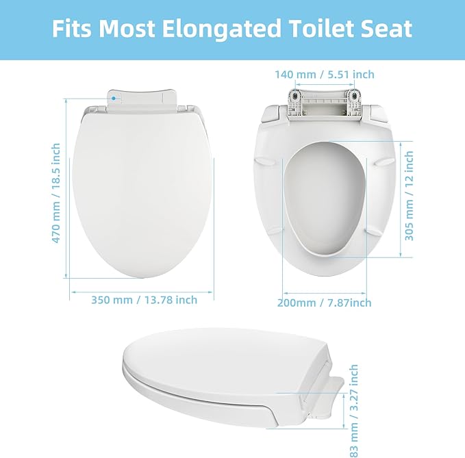 SS114 Toilet Seat Replacement Compatible with TOTO, Elongated Soft Close Toilet Seat for SS113/SS154/SS204/SS214/SS224, Transitional Heavy Duty Oval Toilet Seats, 2-Pack Toilet Bolts and Nuts, White