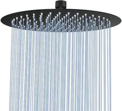 NearMoon Rain Shower Head, Ultra-Thin Design-Pressure Boosting, Awesome Some Experience, High Flow Stainless Steel Rainfall Head (12 Inch, Matte Black)