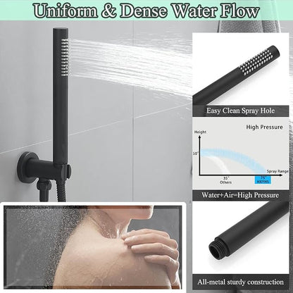Hand Shower Round Wand Handheld Shower Spray High Pressure Single Function Luxury Hand Showerhead Matte Black