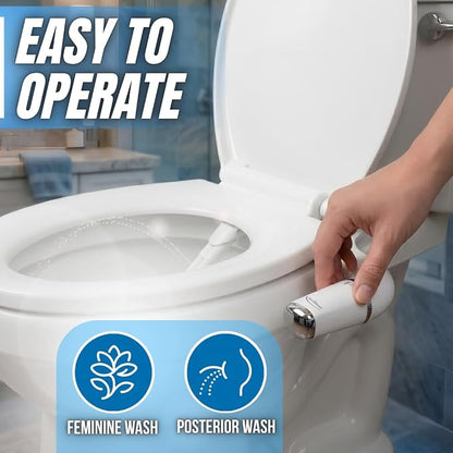 Bidet Attachment for Toilet - Ultra-Slim Hygienic Bidet Attachment For Existing Toilets - Bidet Toilet Seat Attachment with Pressure Controls - Travel Bidet Included (Left Hand Operation)