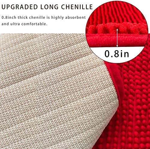 Chenille Bath Mat Microfiber Floor Mat Baby Bath Mat for Kids Washable Bathroom Dry Fast Water Absorbent Shower Mat Area Rugs (23.6" x 34.6", Red)