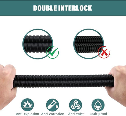 Shower Hose 59-Inch Extra Long Shower Hose-Replacement-PVC Encapsulated Stainless Steel Core,Rust-Resistant &No Teflon Tape Needed,Flexible&Kink-Resistant for Handheld Shower Heads Pets,RV Black